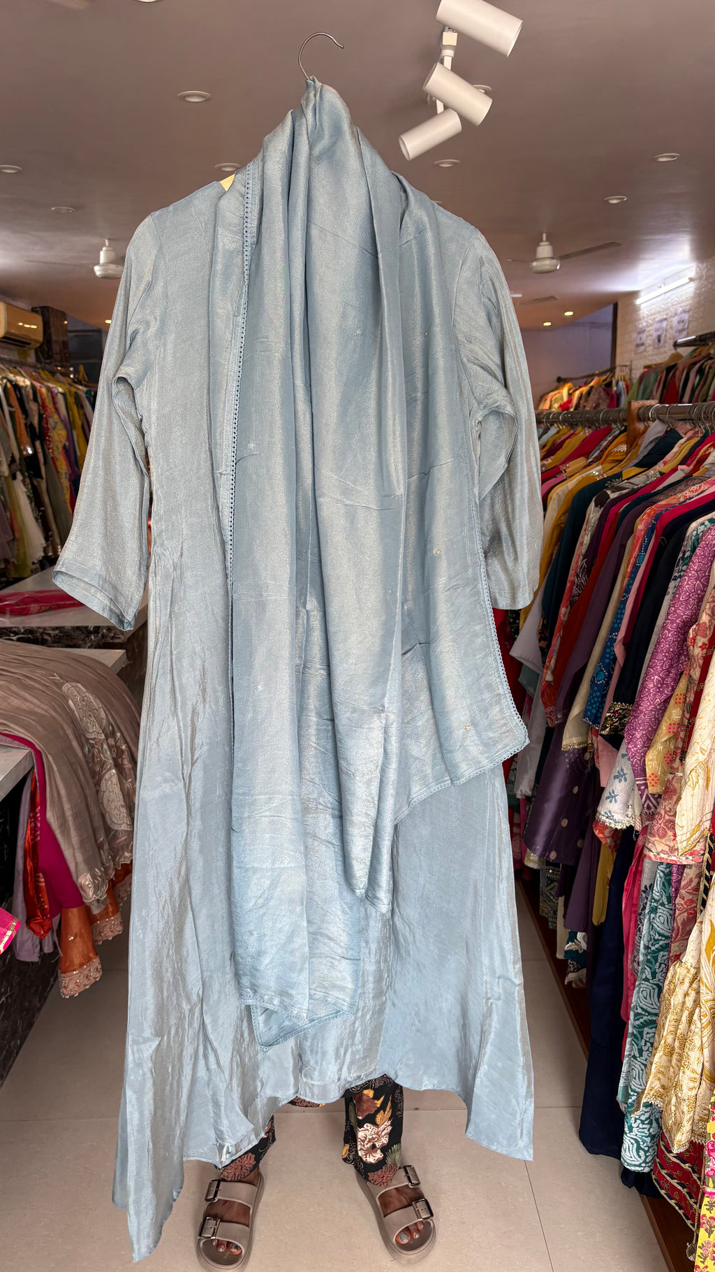 Shimmer Silk Heavy Handwork Aline Anarkali Suits