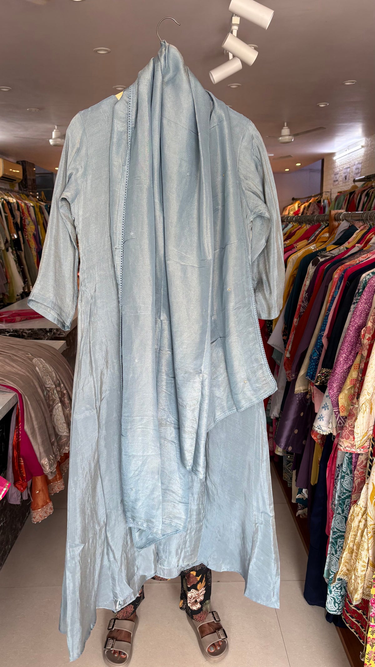 Shimmer Silk Heavy Handwork Aline Anarkali Suits