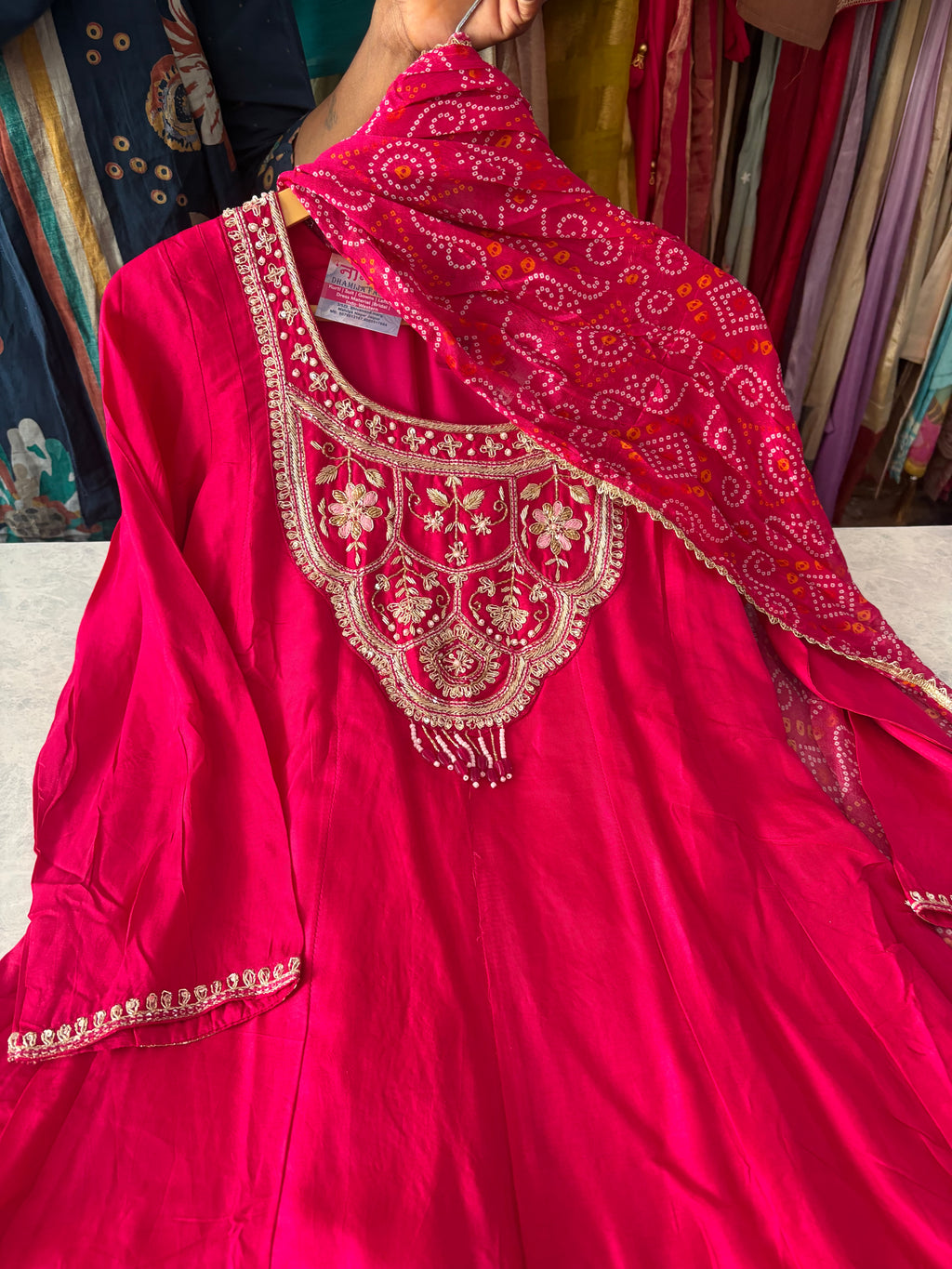 Pure Dola Silk Handwork Anarkali Suits