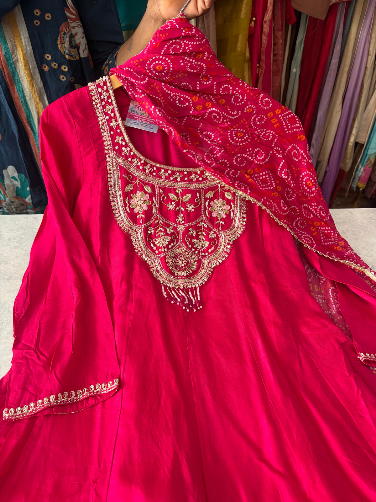 Pure Dola Silk Handwork Anarkali Suits