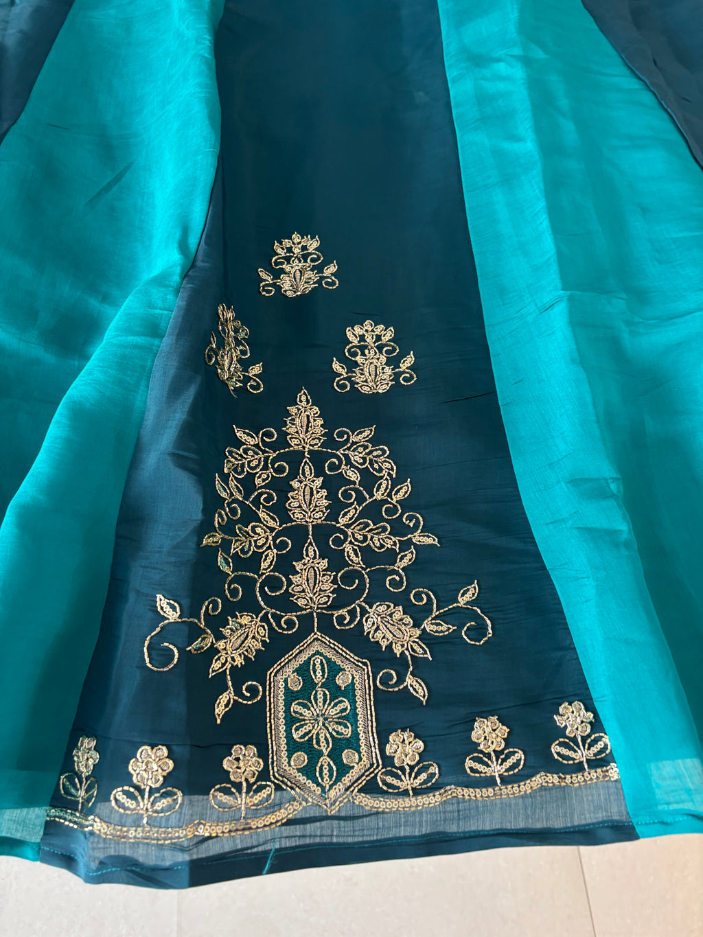 Mal Chanderi Handwork Anarkali Suits