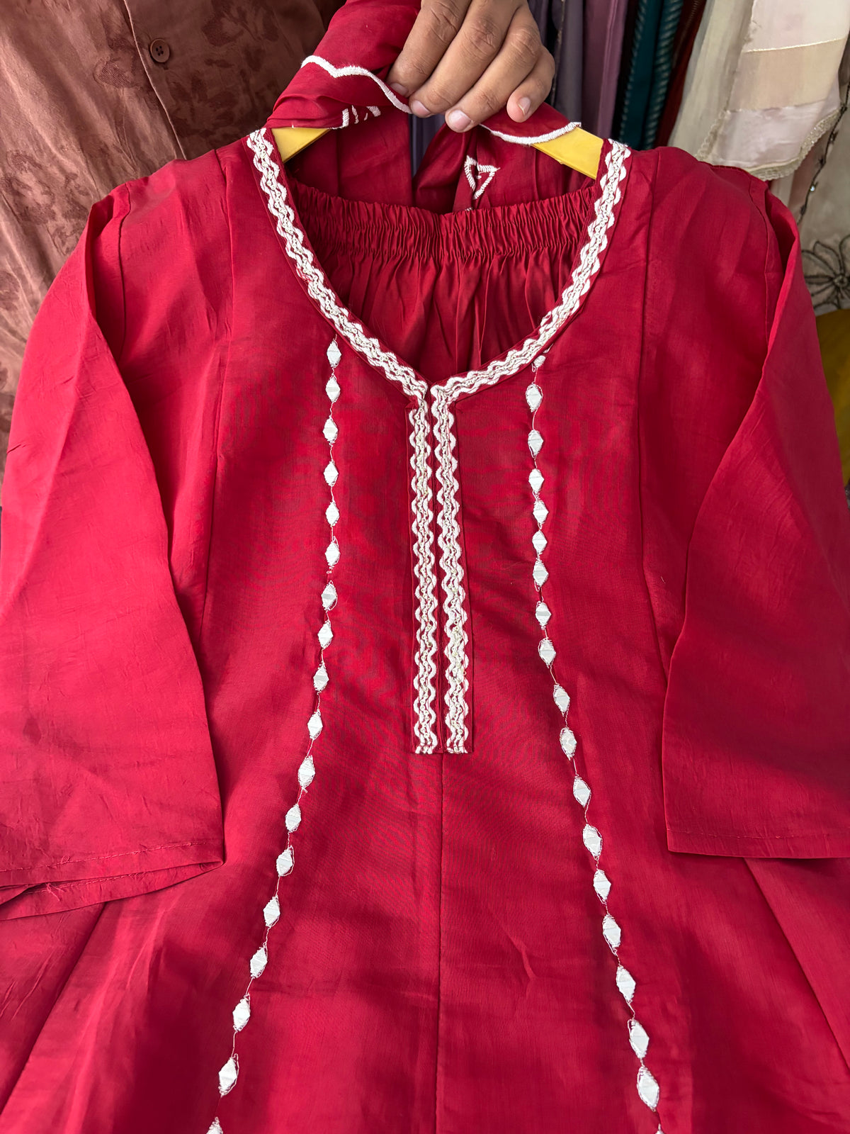 Mal Chanderi Aline Suits With Beautiful Embroidery Work