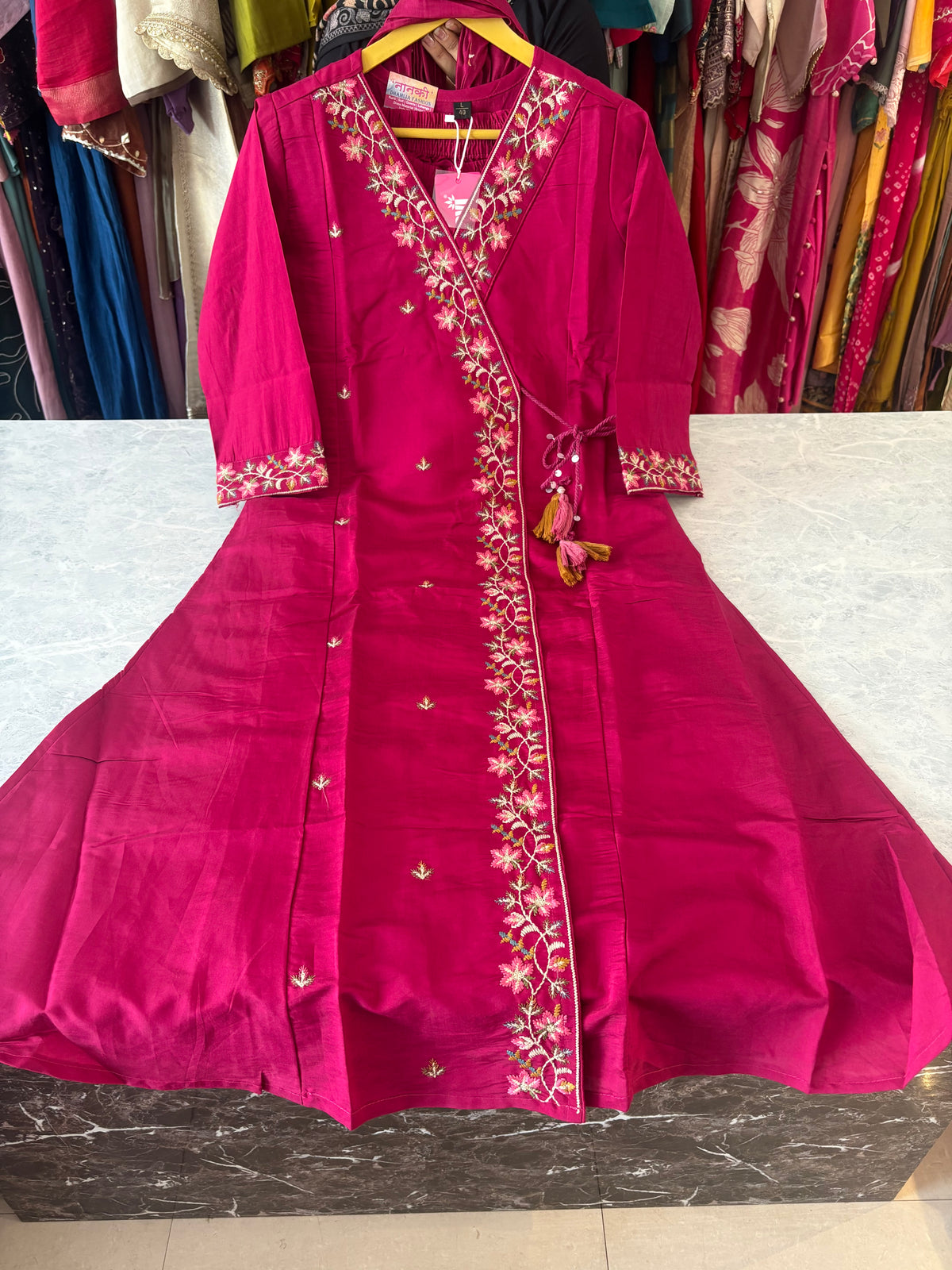 Mal Chanderi Aline Suits in Angrakha Style