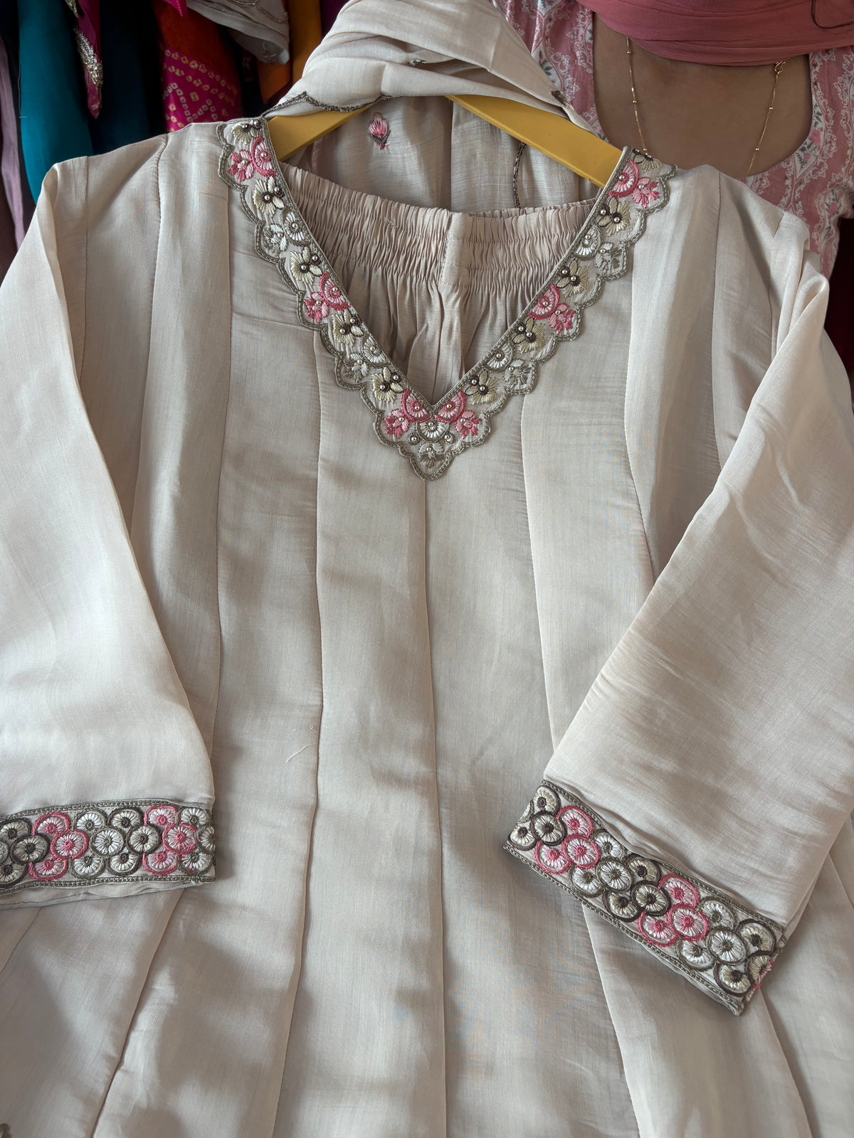 Mal Chanderi Stitched Aline Suits