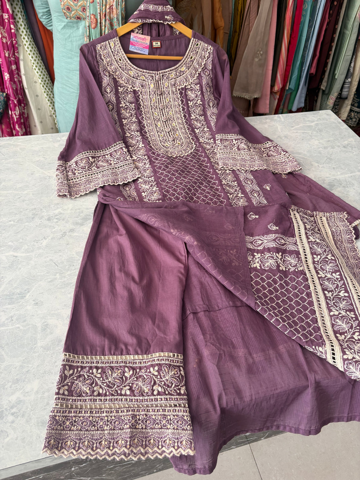 Cotton Dobhi Heavy Embroidery Party Wear Suits