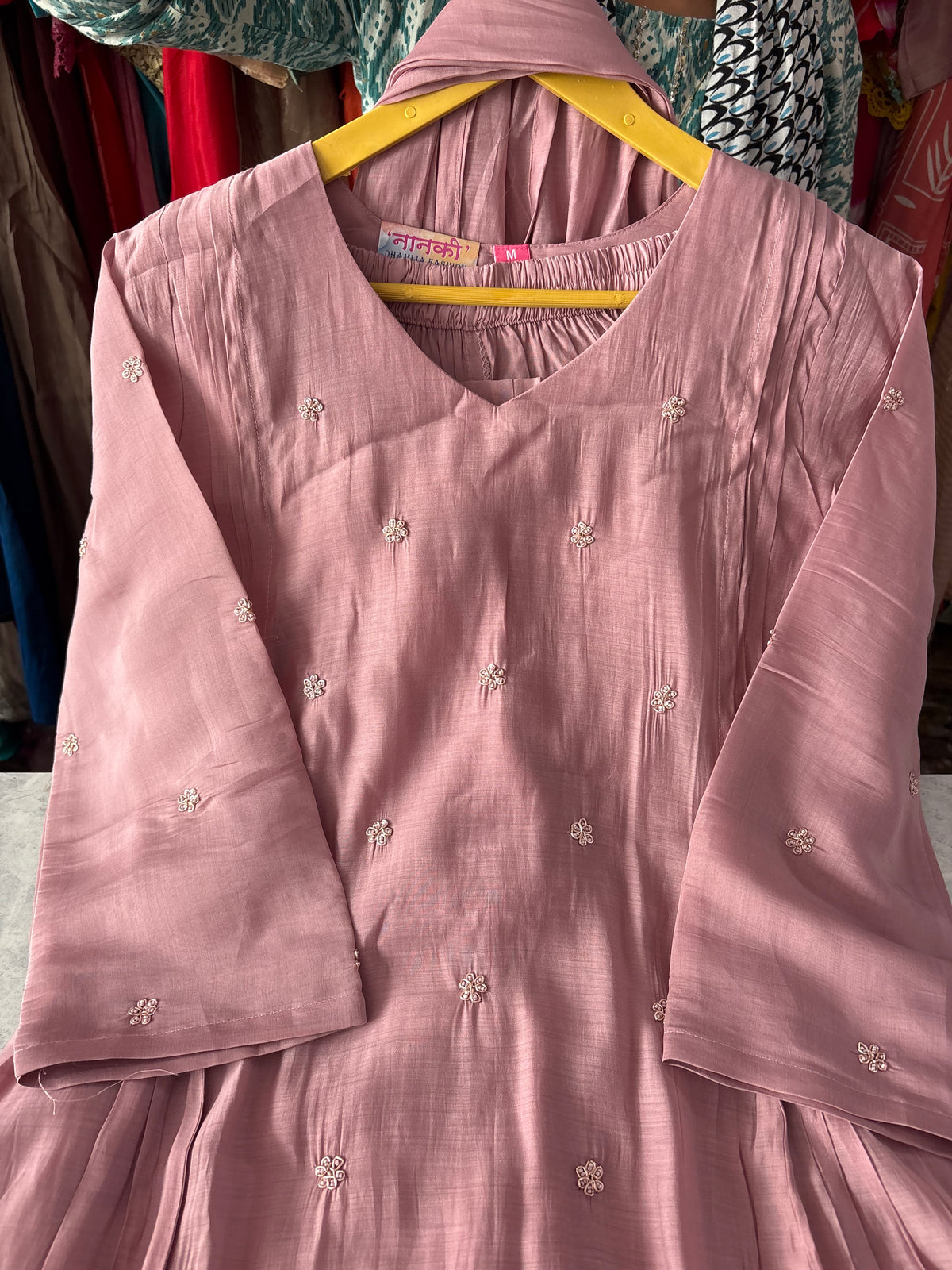Mal Chanderi Aline Handwork Suits