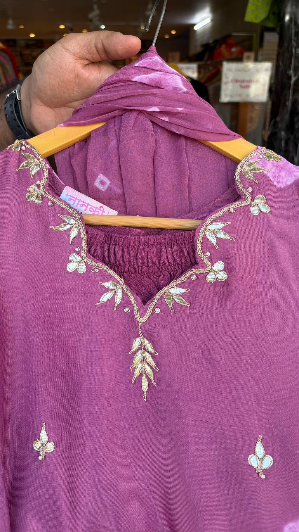 Pure Dola Silk Bhandej 3pcs suit