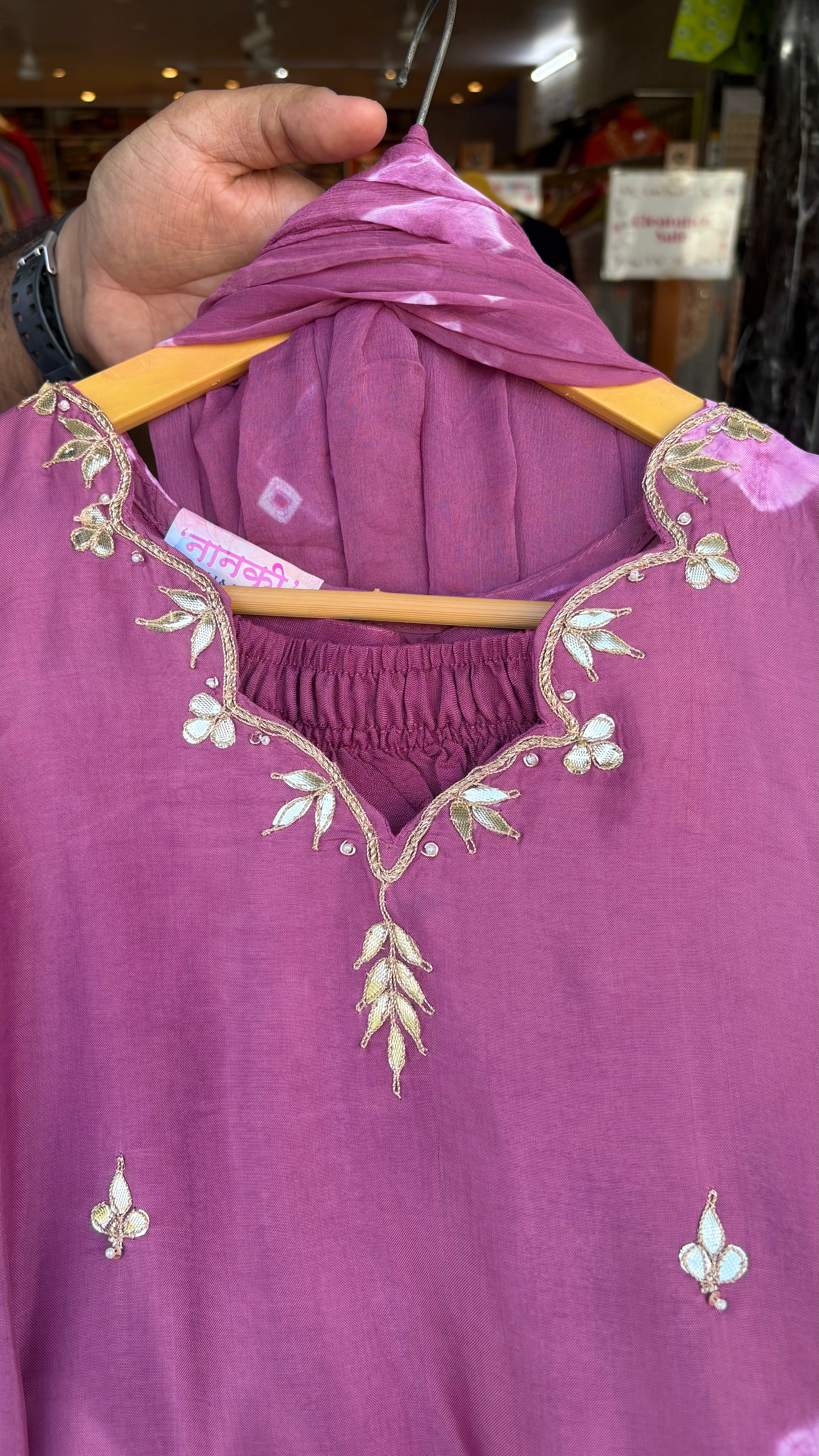 Pure Dola Silk Bhandej 3pcs suit