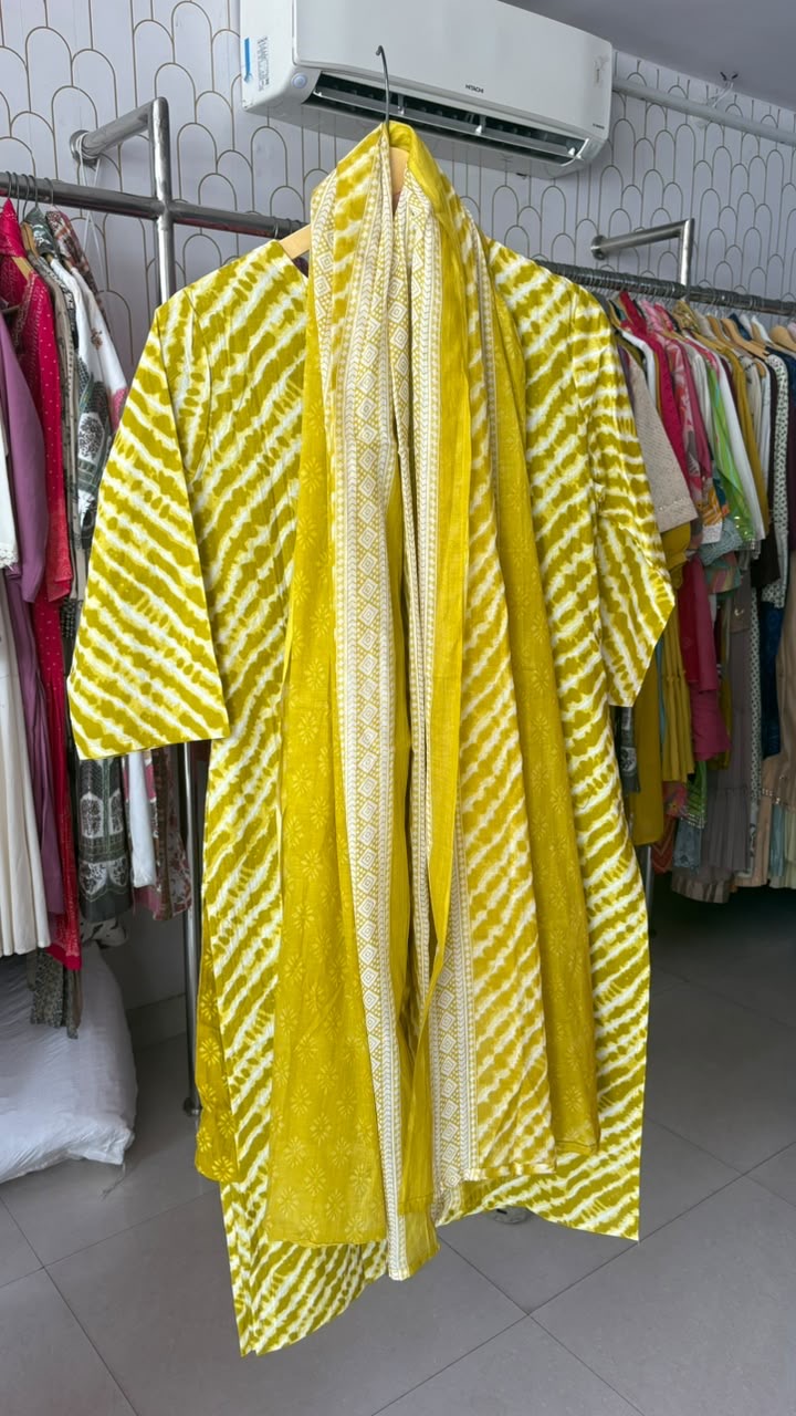 Pure Cotton Leheriya 3pcs suit