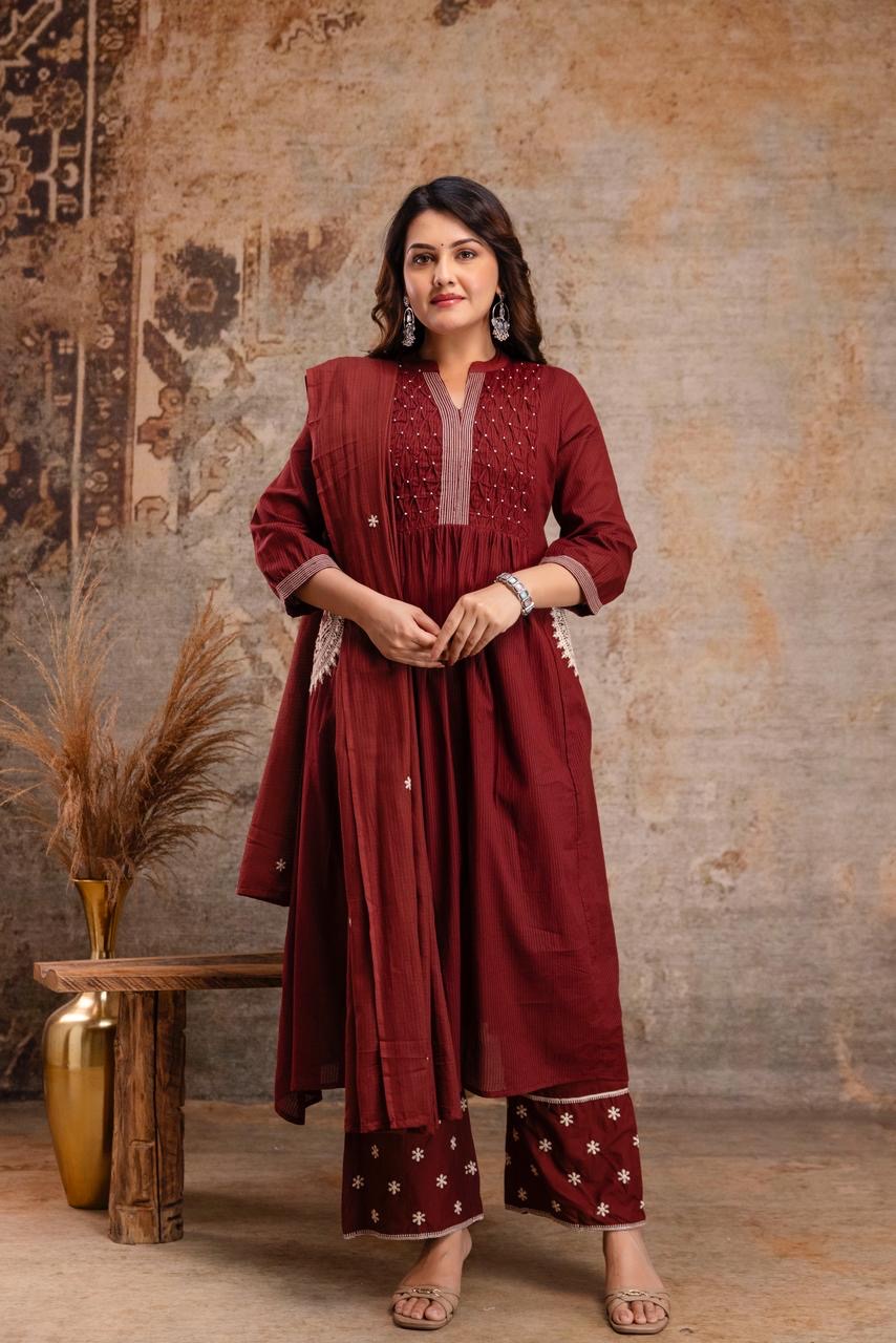 Pure Cotton Aline 3pcs suit