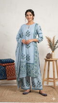 Block print khadi cotton 3pcs suit