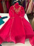 Mal Chanderi Aline Anarkali Suits With Handwork