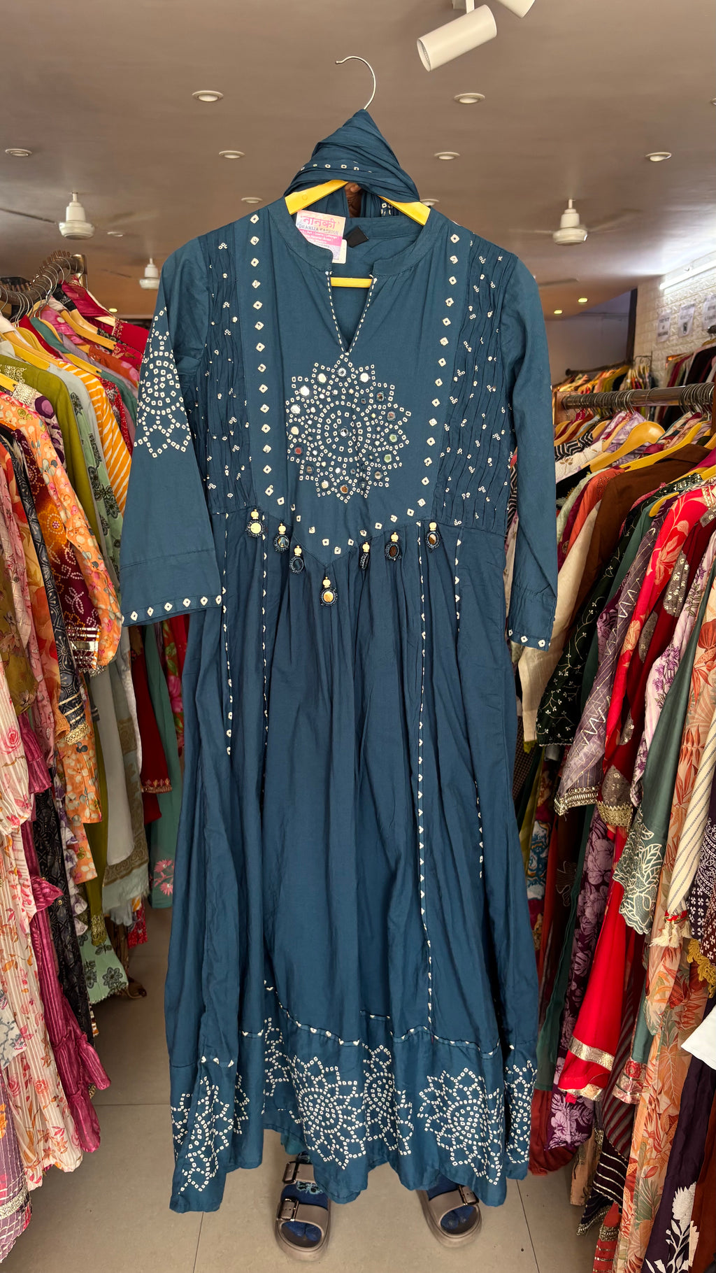 Bhandej Pure cotton Anarkali 3pcs suit