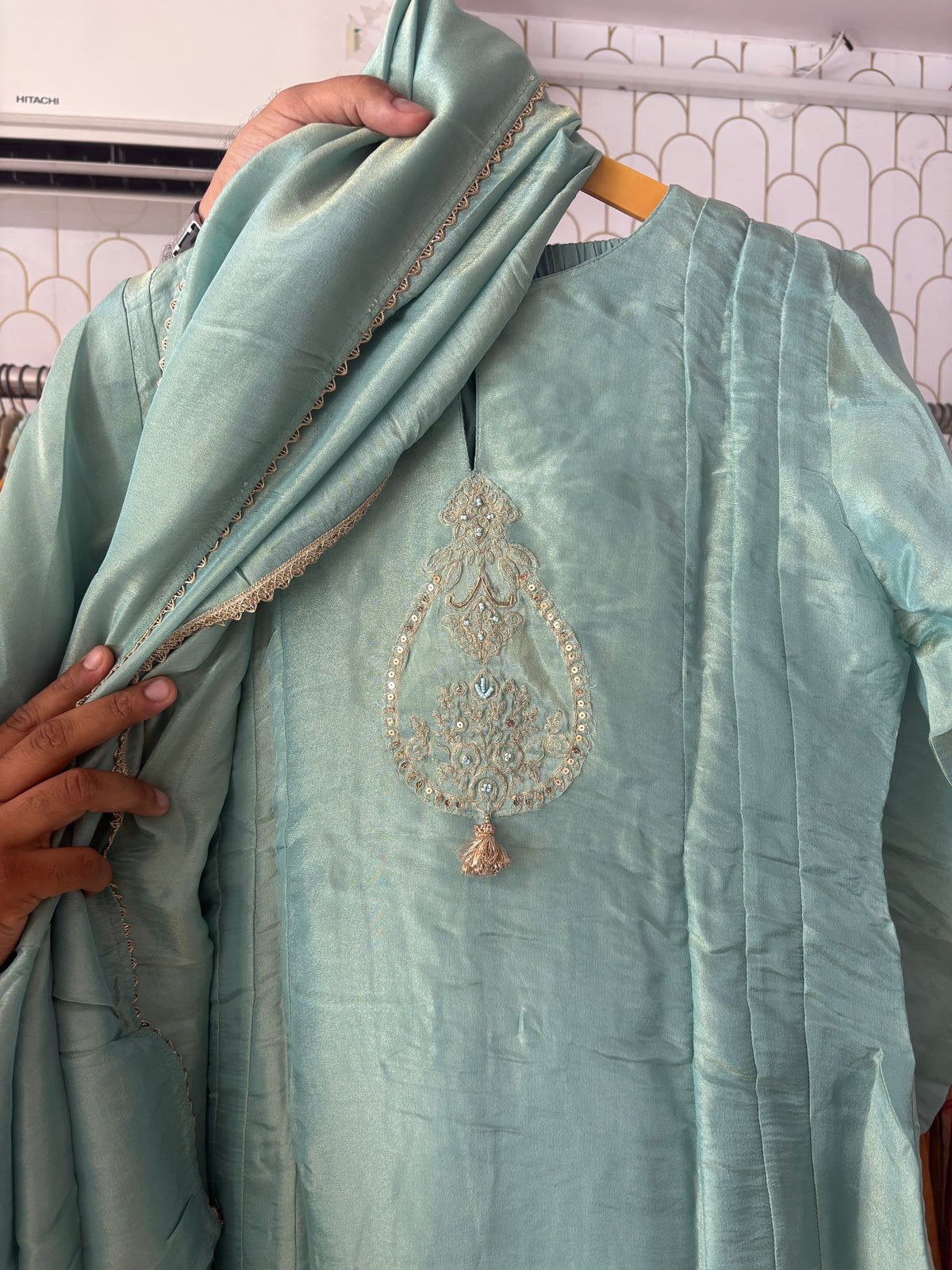 Shimmer Silk Heavy Party Wear Suits with Zari Embroidery Work