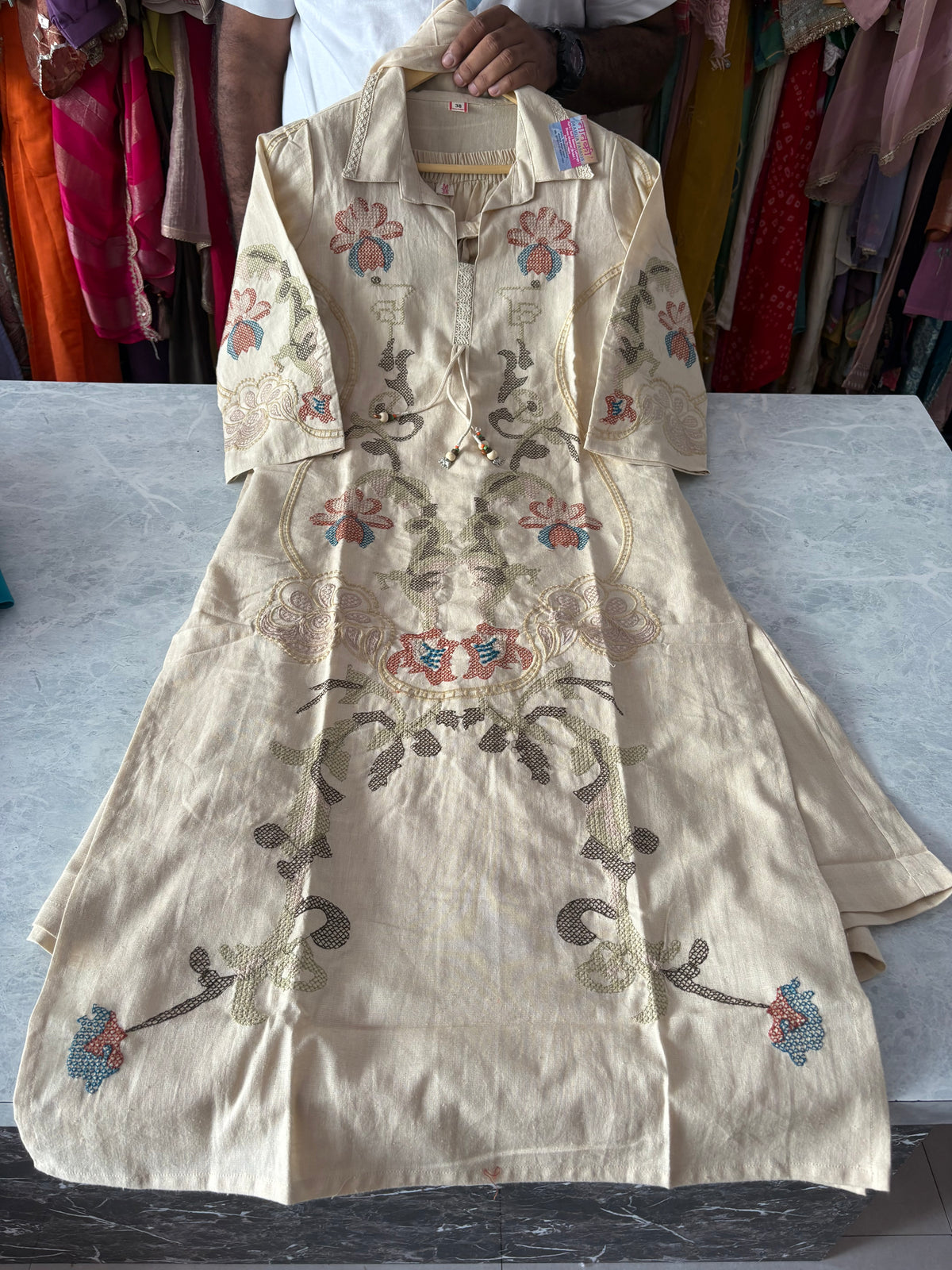 Pure Cotton Stitched Embroidery Suits With Plazzo