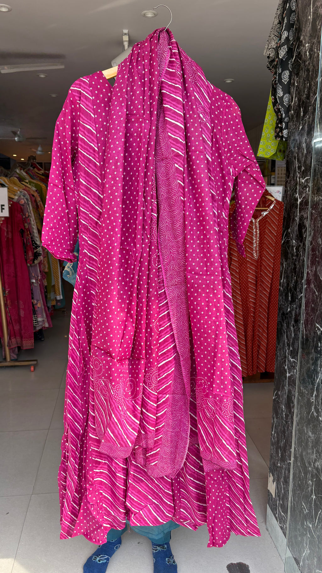 Leheriya Malmal Cotton Anarkali Suits