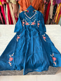 Mal Chanderi Aline Suits With Embroidery And Handwork