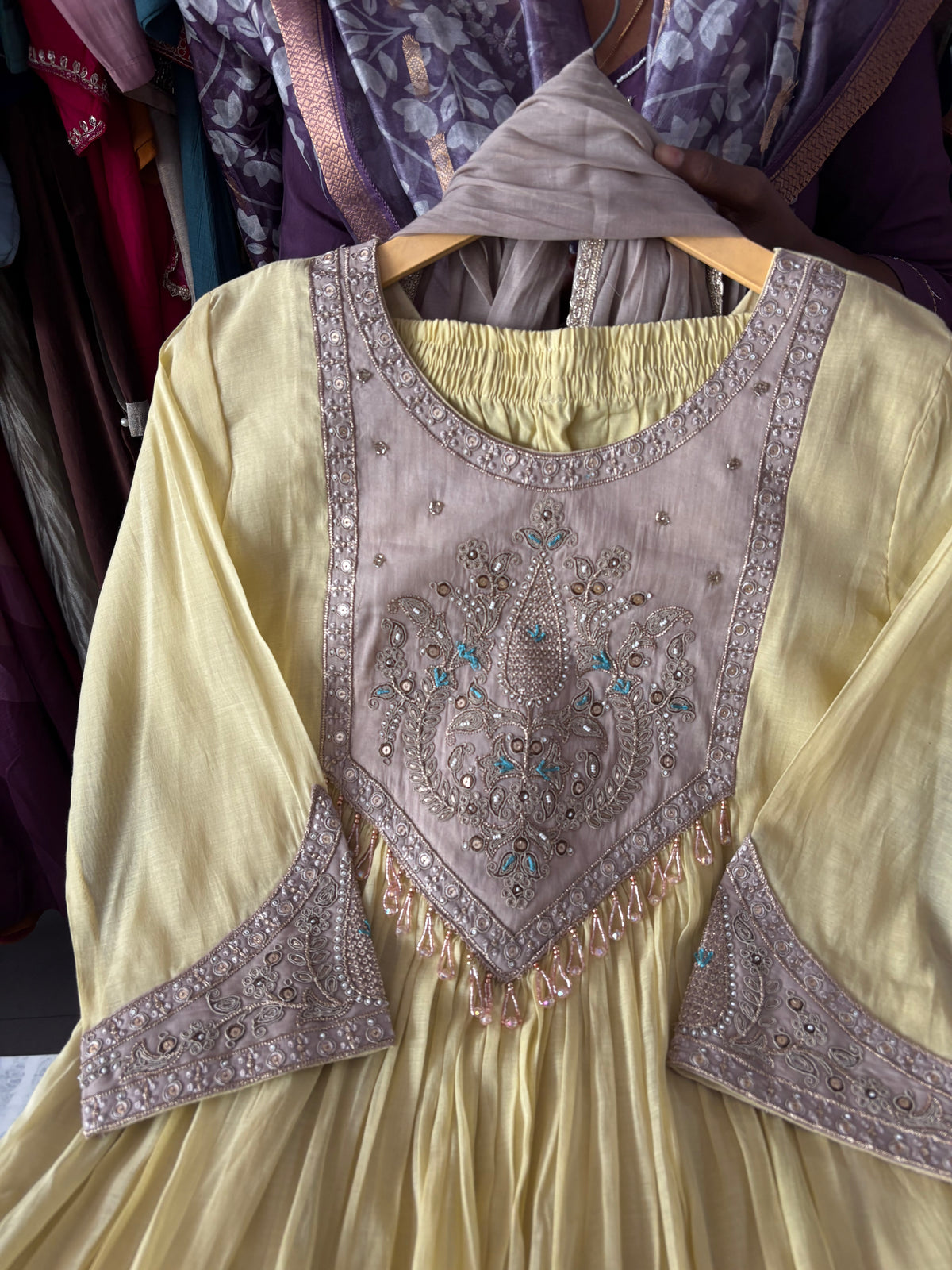 Mal Chanderi Stitched Anarkali Suits