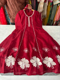 Mal Chanderi Aline Suits With Beautiful Embroidery Work