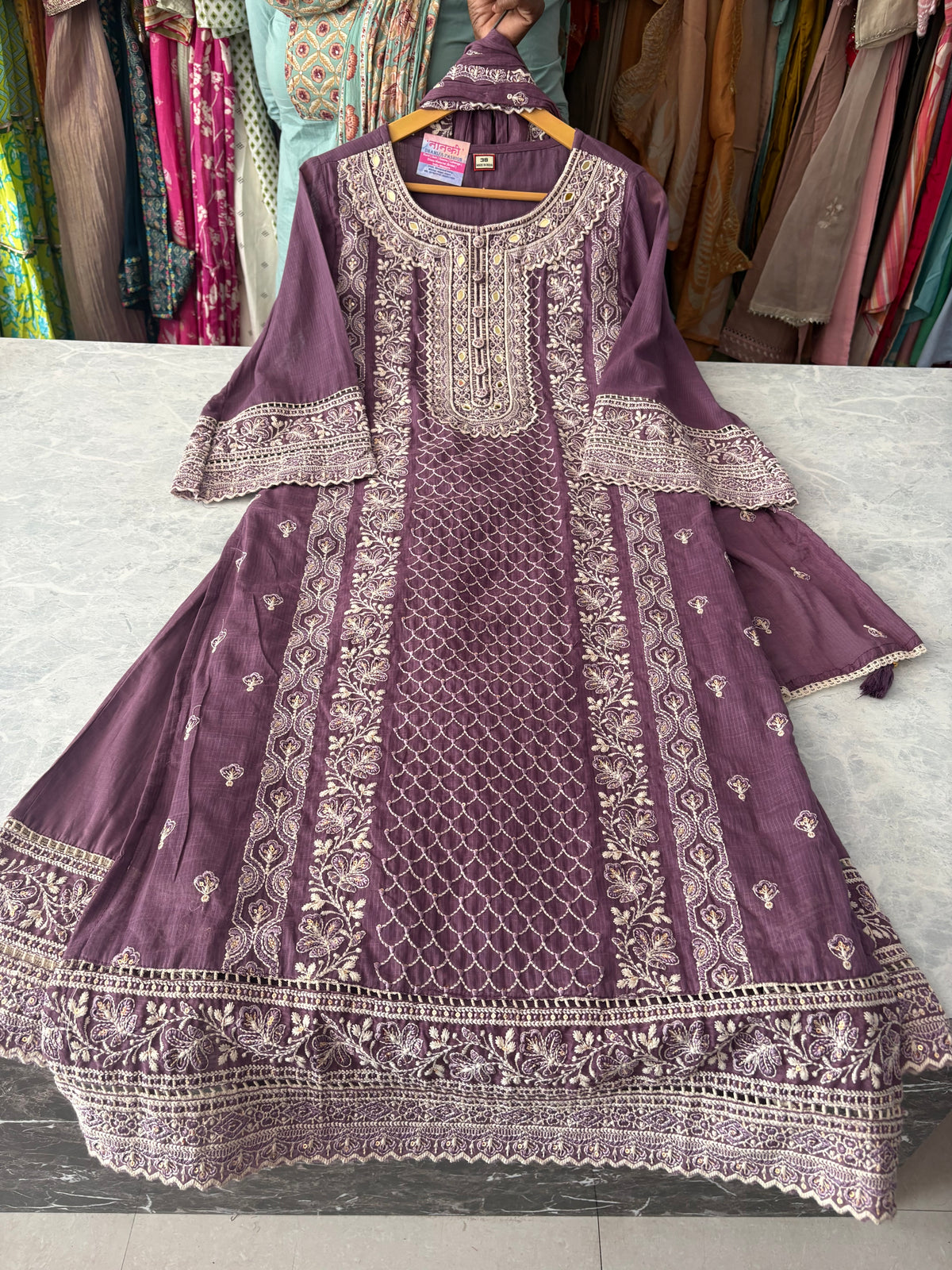 Cotton Dobhi Heavy Embroidery Party Wear Suits