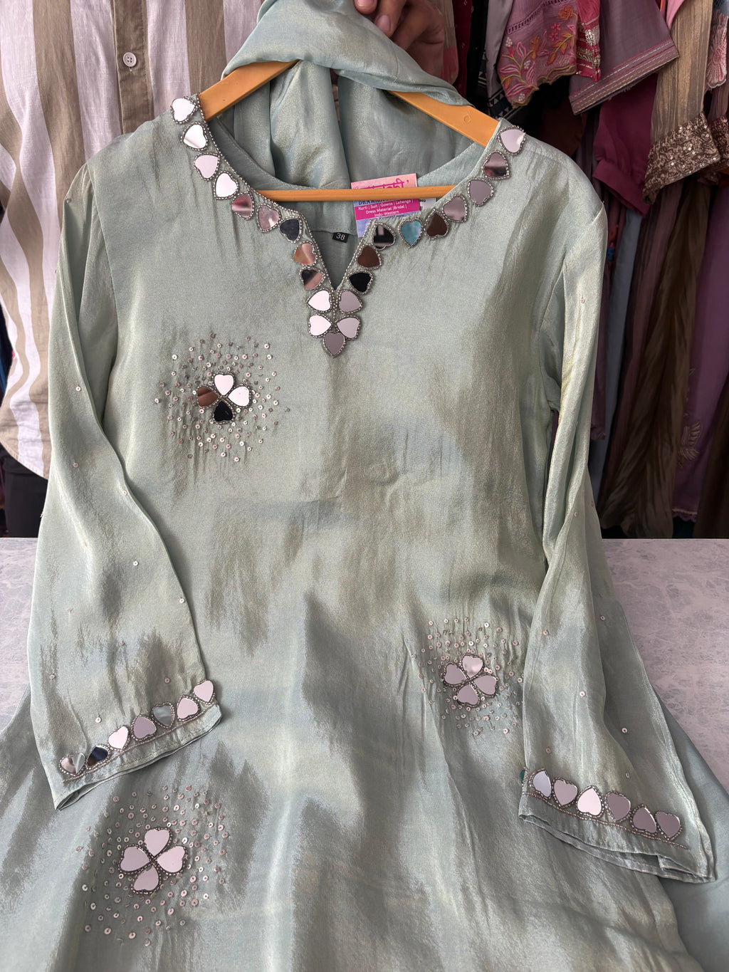 Shimmer Silk Plazzo Suits