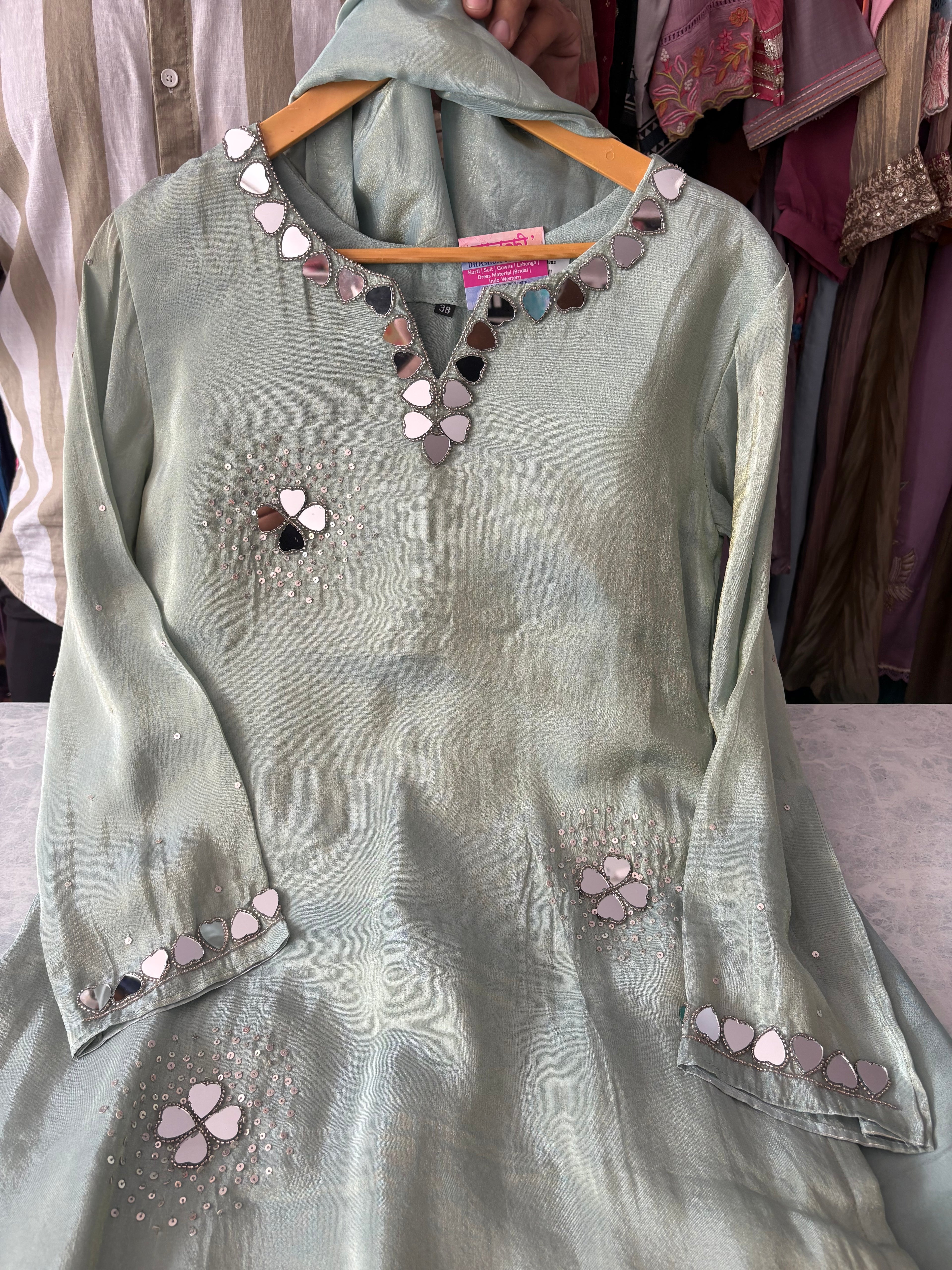 Shimmer Silk Plazzo Suits