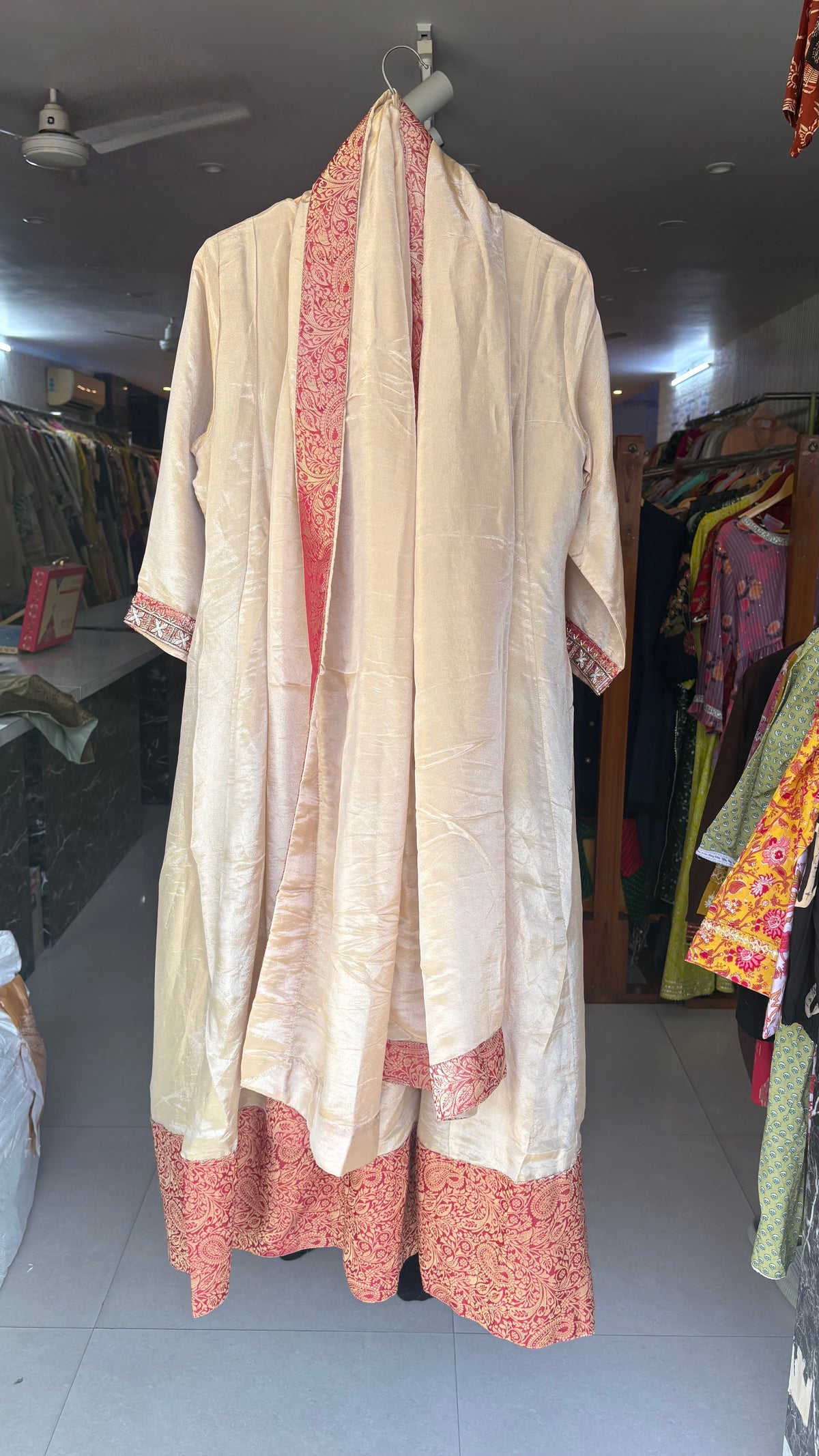 Shimmer Silk Heavy Anarkali Suit With Beautiful Neckwork