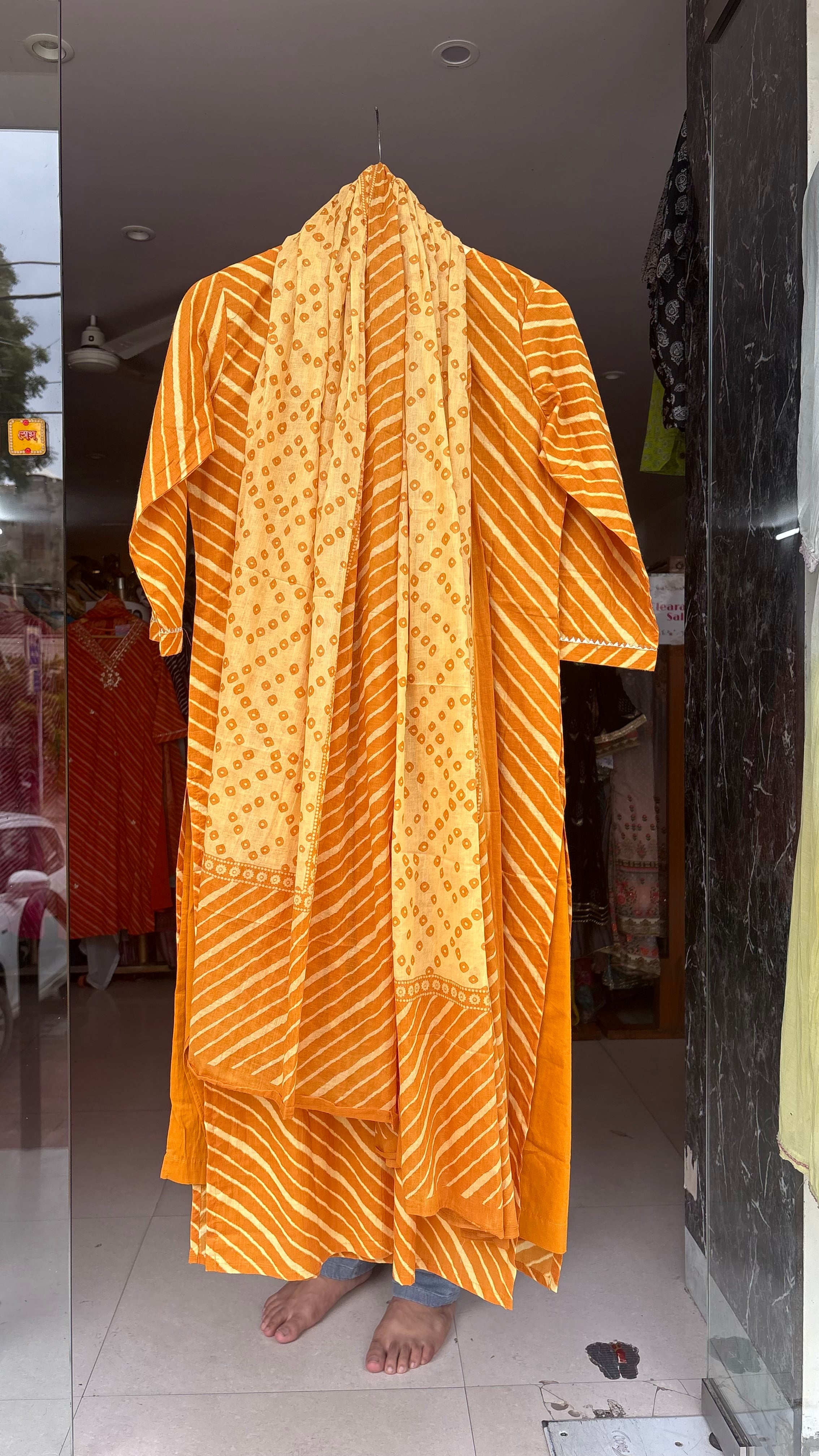 Pure Cotton Leheriya 3pcs suit
