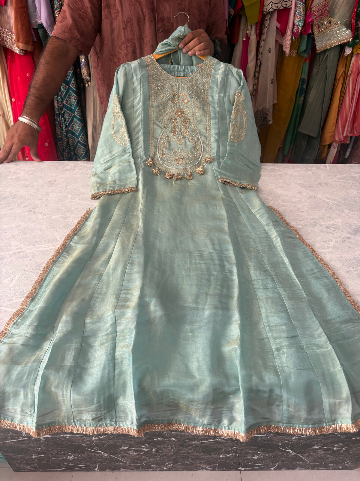 Shimmer Silk Heavy Party Wear Suits with Zari Embroidery Work