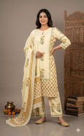 Block print khadi cotton 3pcs suit