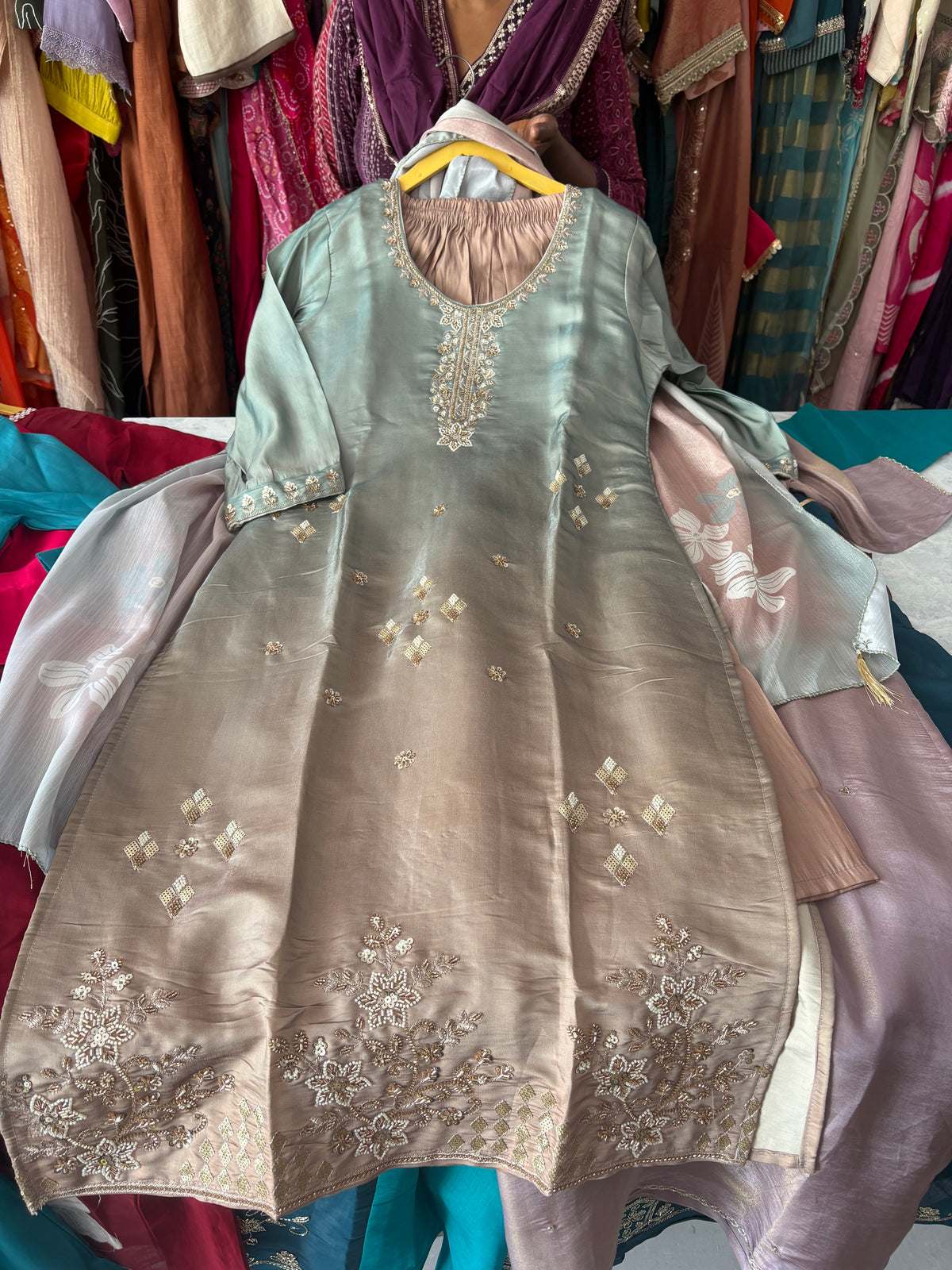 Party Wear Straight Suits With Beautiful Handwork