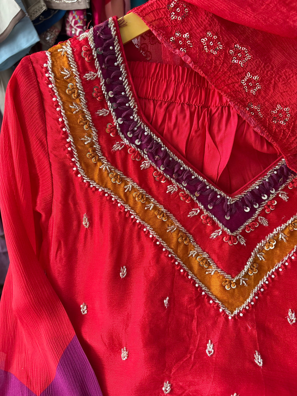 Pure Chinon Designer Handwork Anarkali Suits