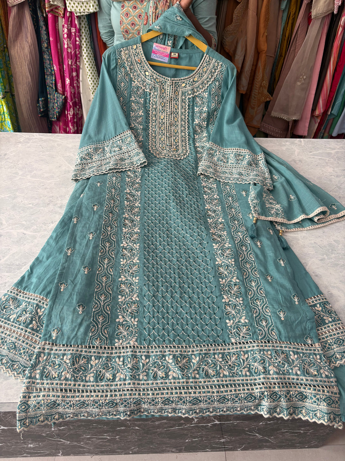 Cotton Dobhi Heavy Embroidery Suits With Dupatta