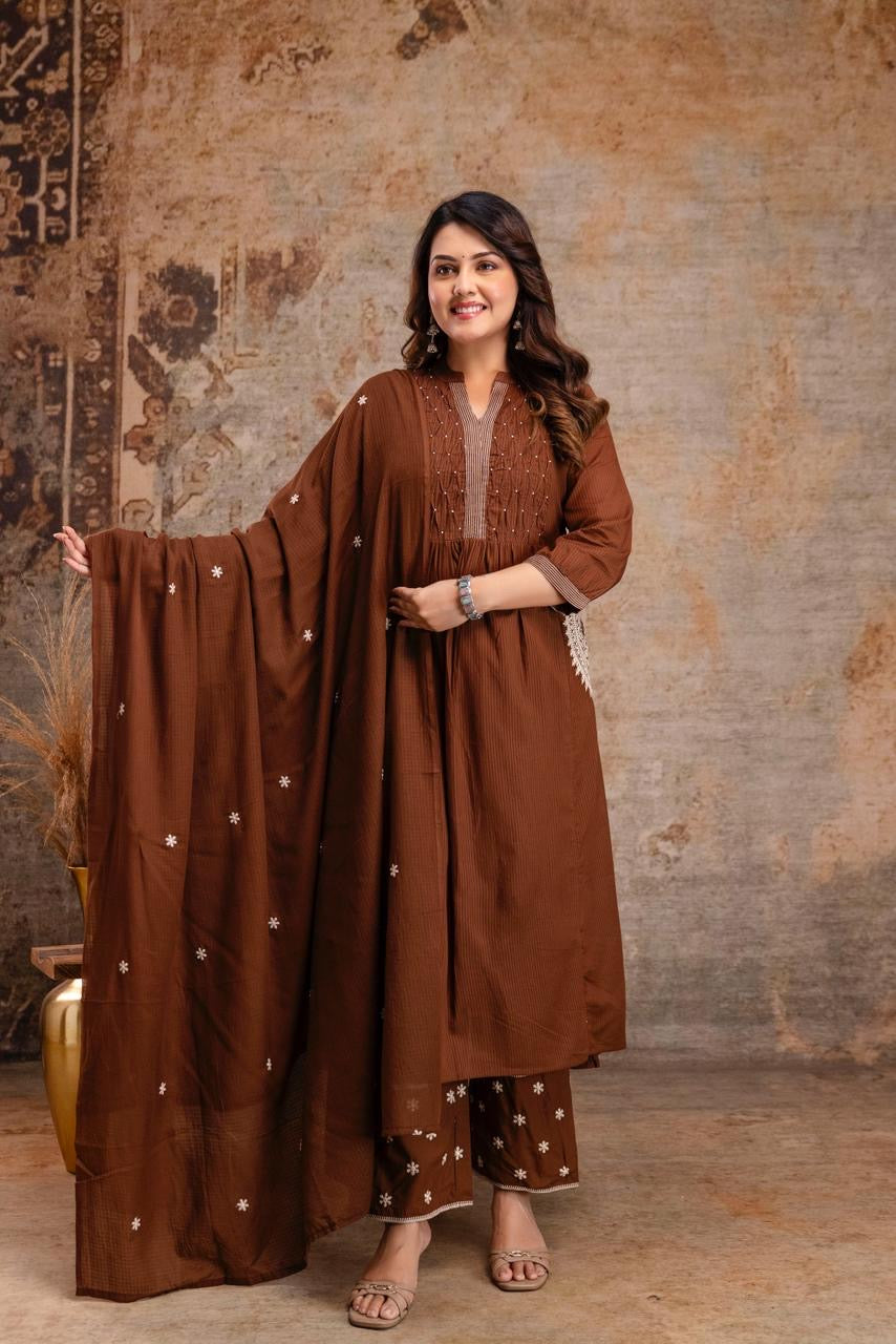 Pure Cotton Aline 3pcs suit