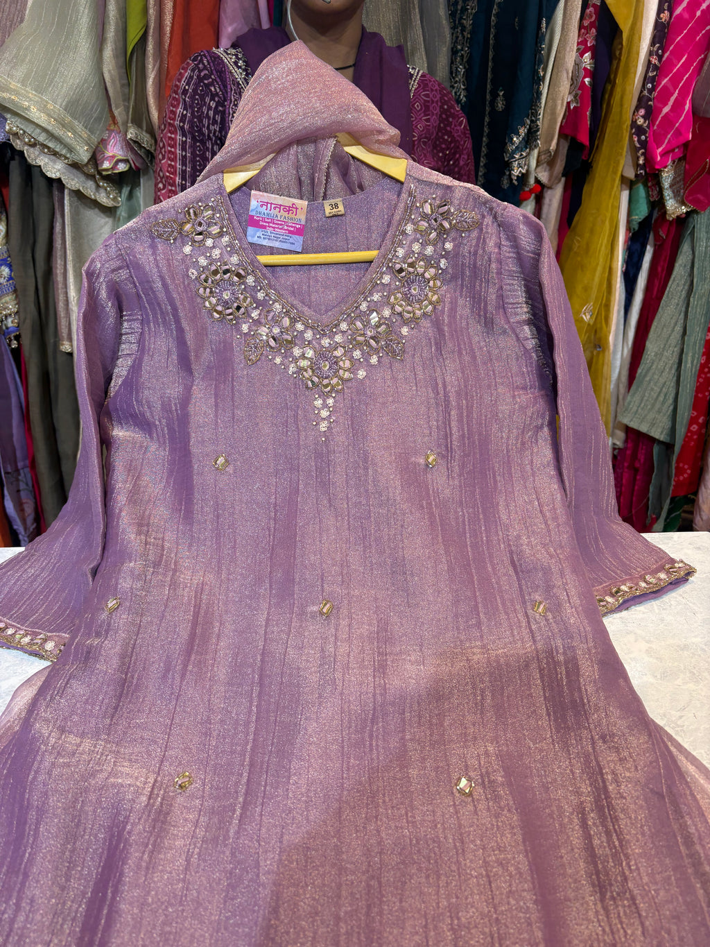 Salsa Fabric Plazzo Suits With Handwork