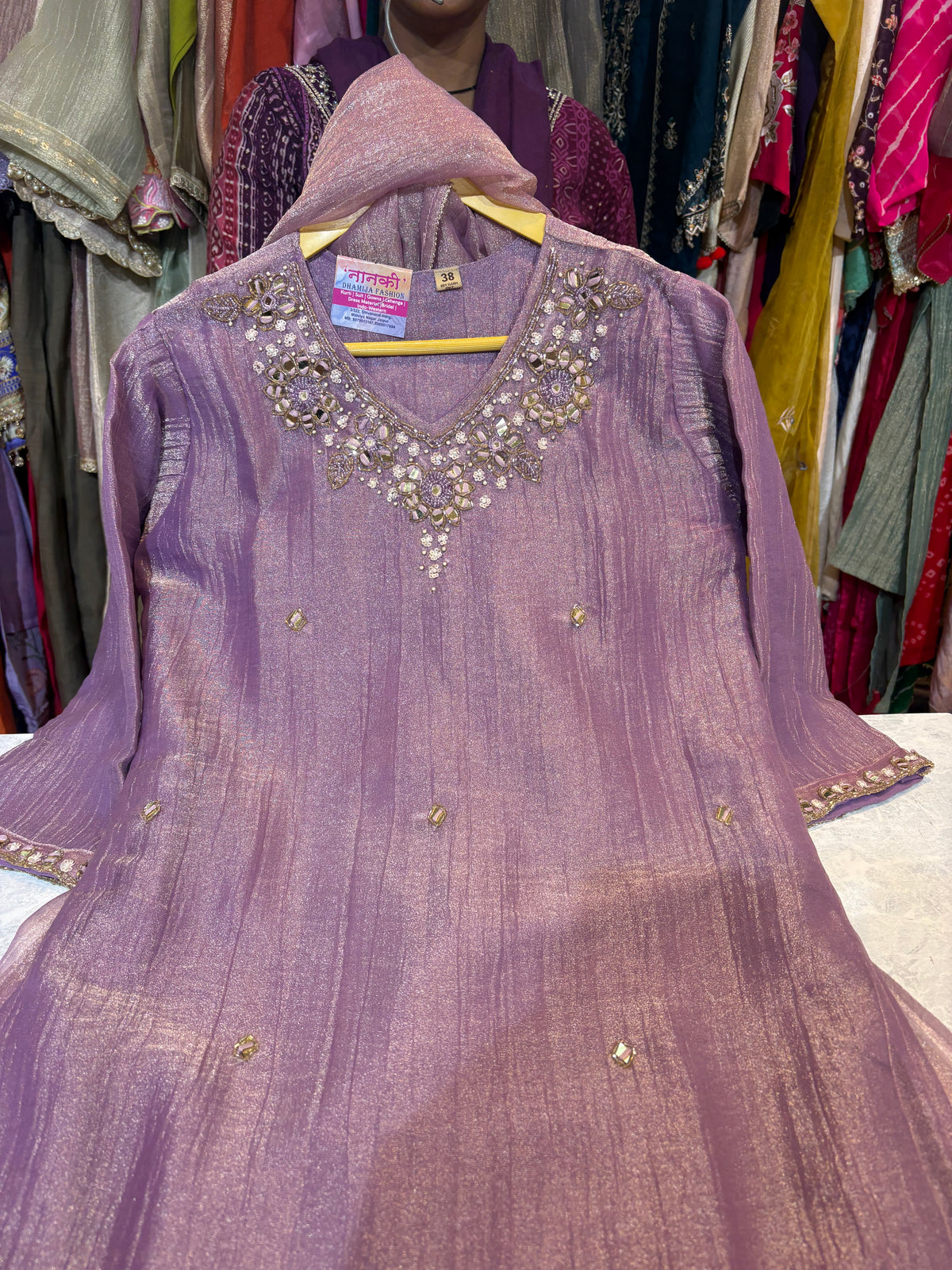 Salsa Fabric Plazzo Suits With Handwork