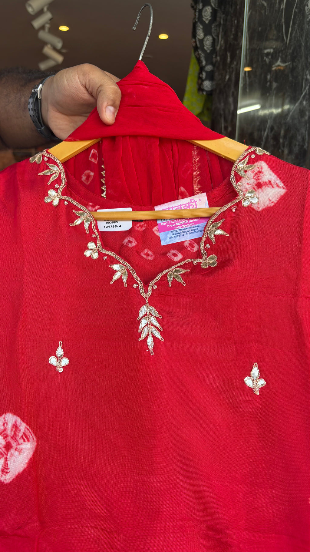 Pure Dola Silk Bhandej 3pcs suit