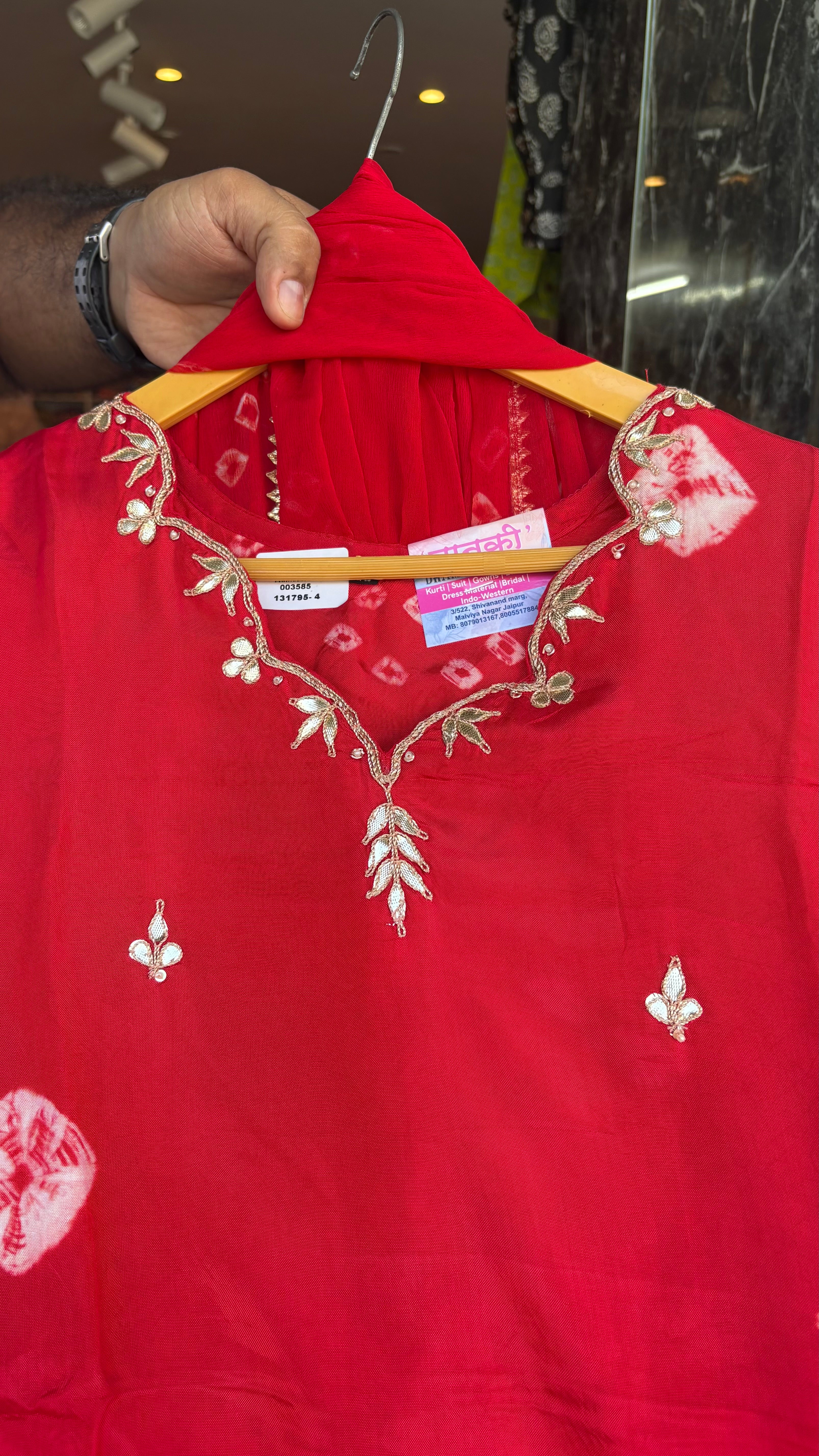 Pure Dola Silk Bhandej 3pcs suit
