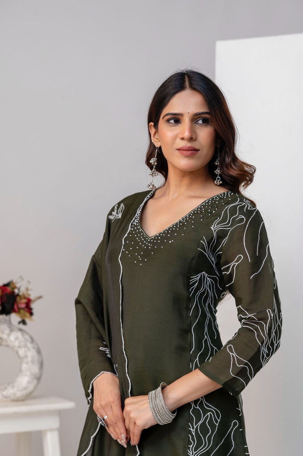 Mul Chanderi Aline 3pcs suit