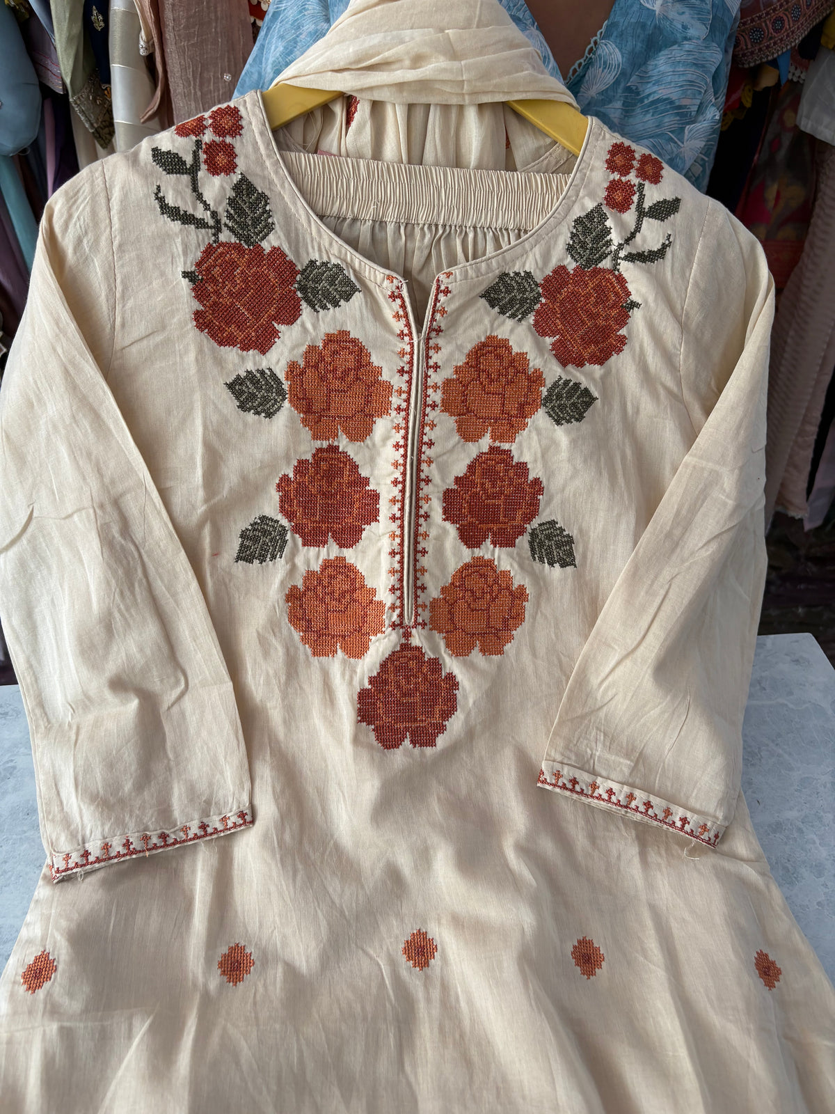 Pure Mal Cotton Stitched Aline Suits with Beautiful Embroidery Work