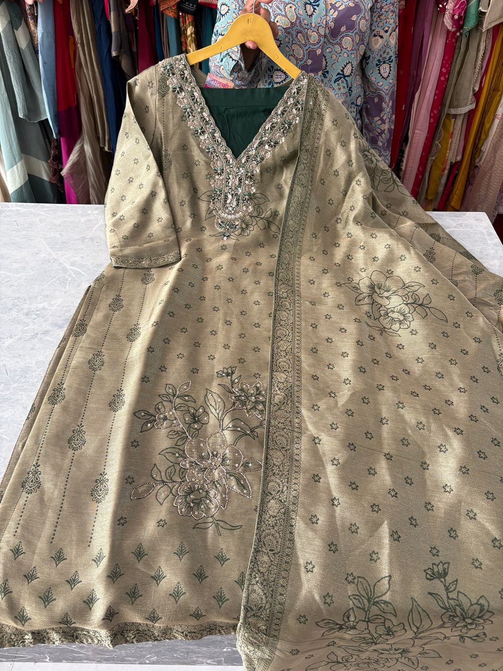 Giraffe Silk Designer Banarsi Suits With Handwork