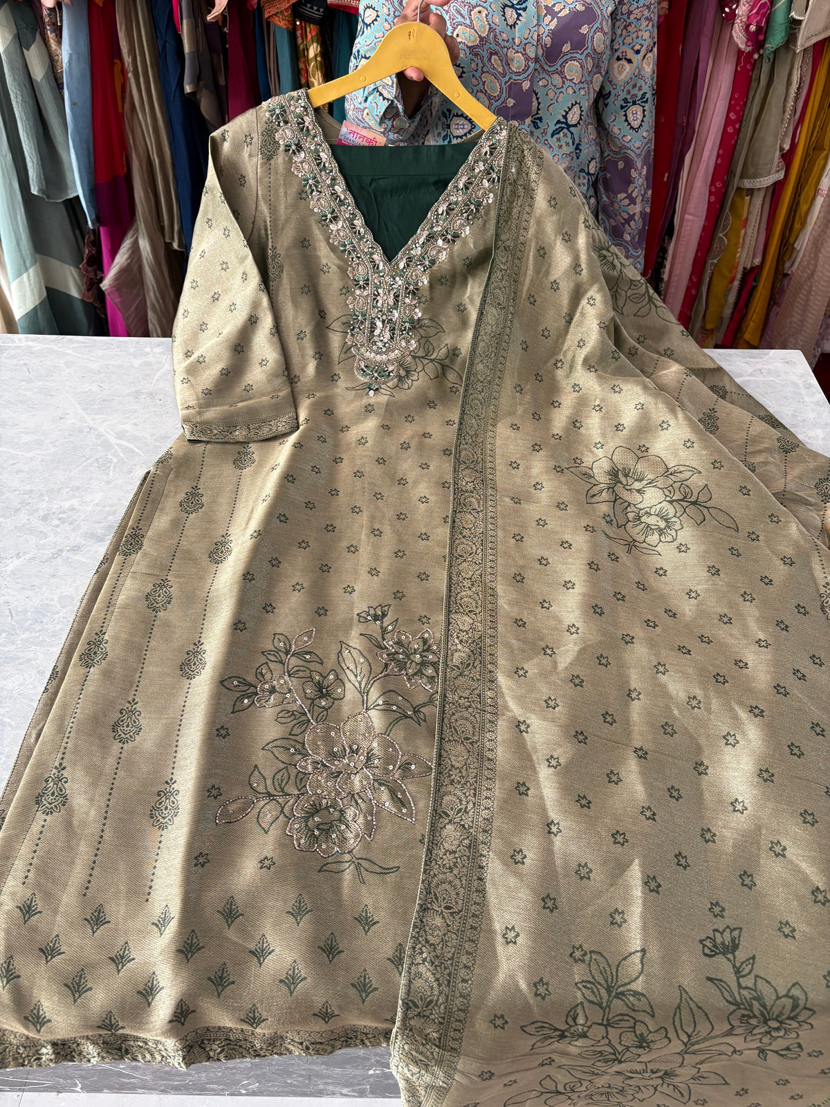 Giraffe Silk Designer Banarsi Suits With Handwork