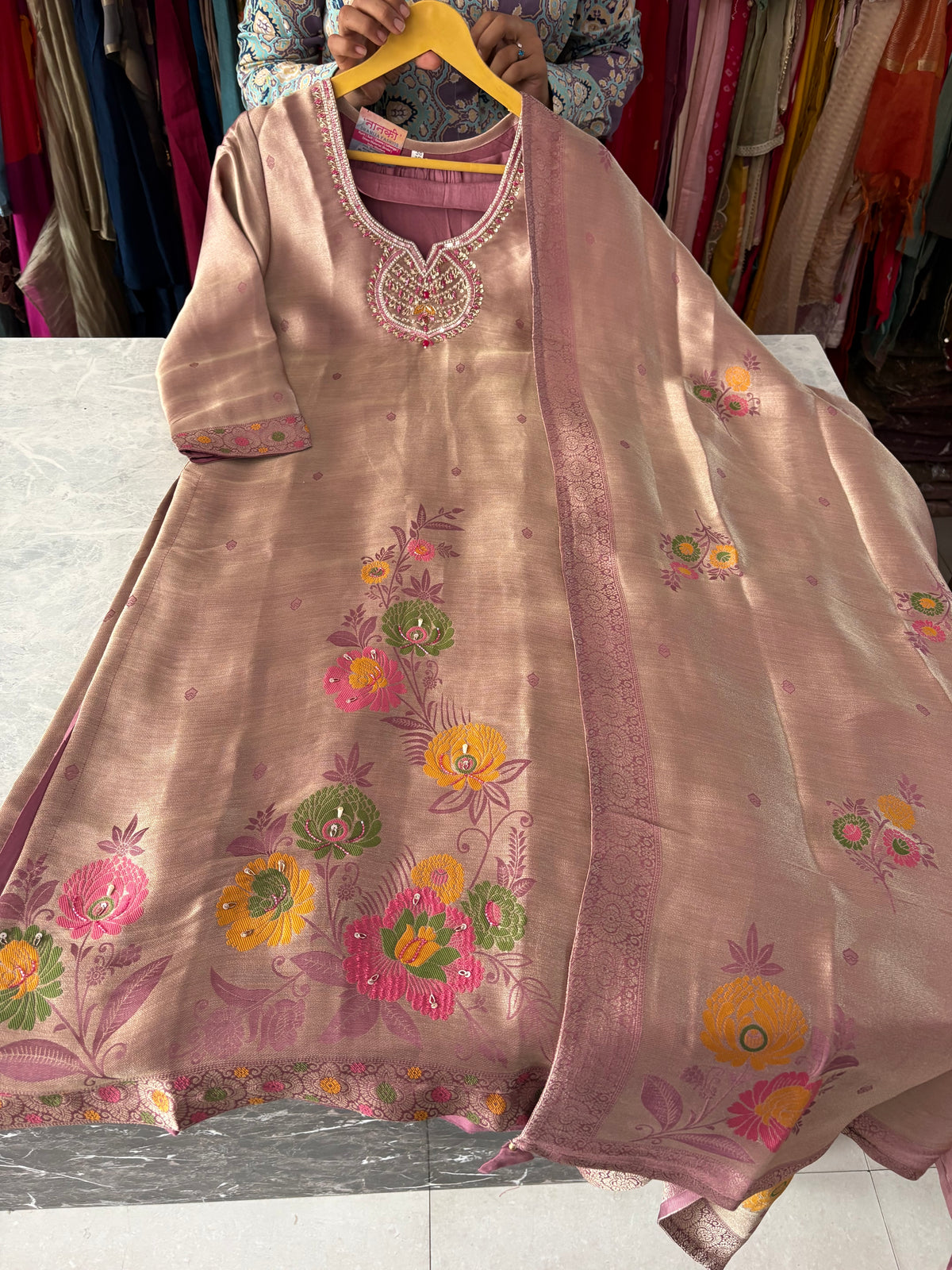 Giraffe Silk Designer Banarsi Suits With Handwork