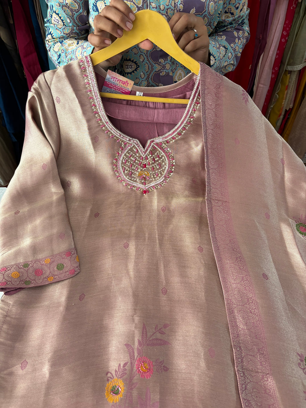 Giraffe Silk Designer Banarsi Suits With Handwork