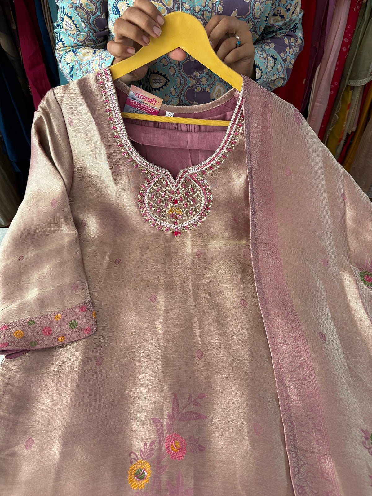 Giraffe Silk Designer Banarsi Suits With Handwork