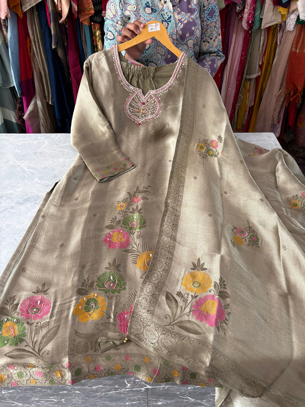 Giraffe Silk Designer Banarsi Suits with Handwork