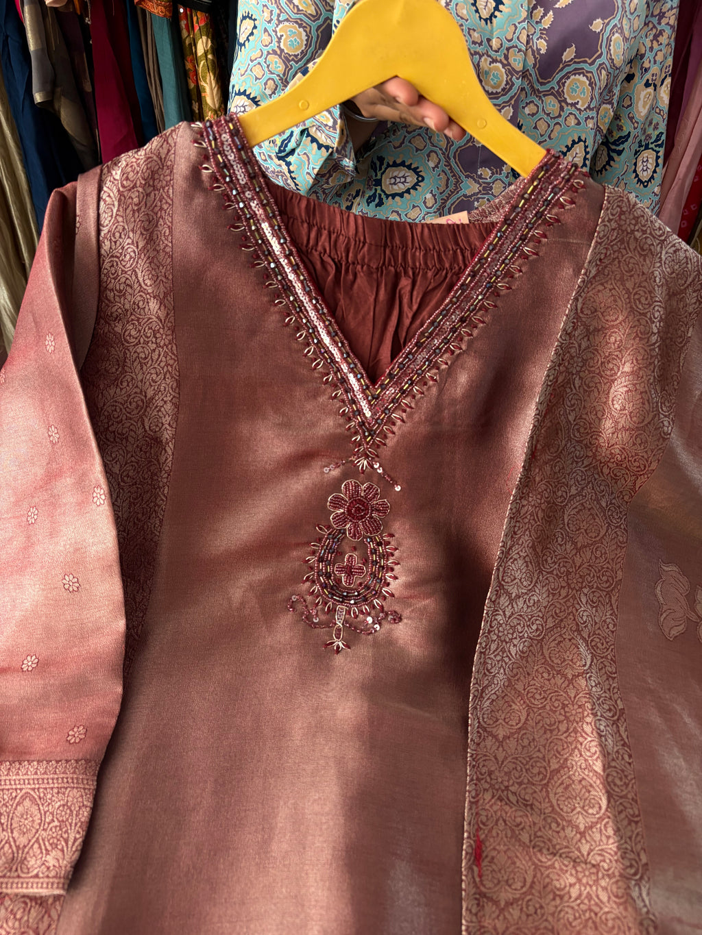 Giraffe Silk Banarsi Suits With Handwork