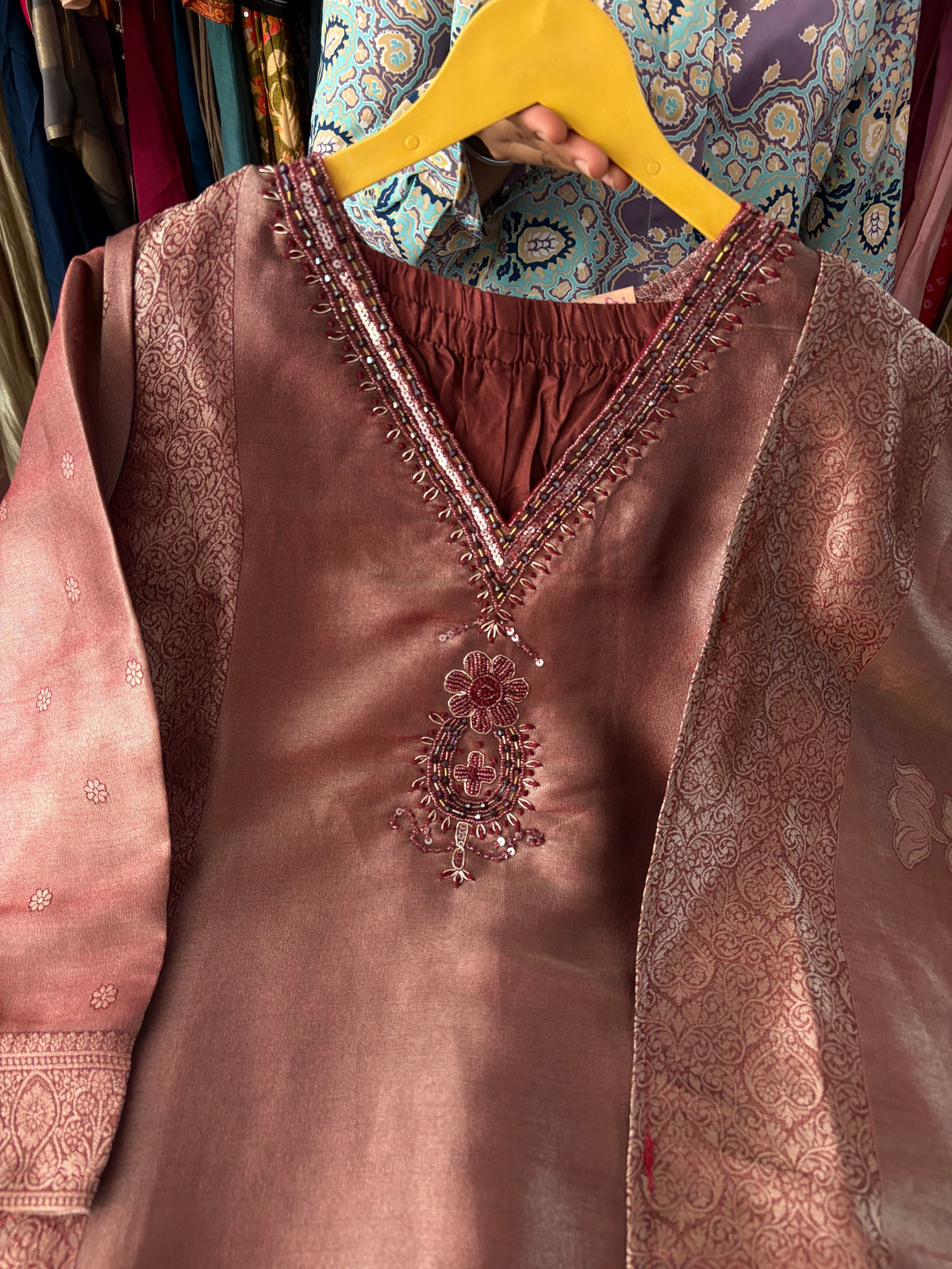 Giraffe Silk Banarsi Suits With Handwork