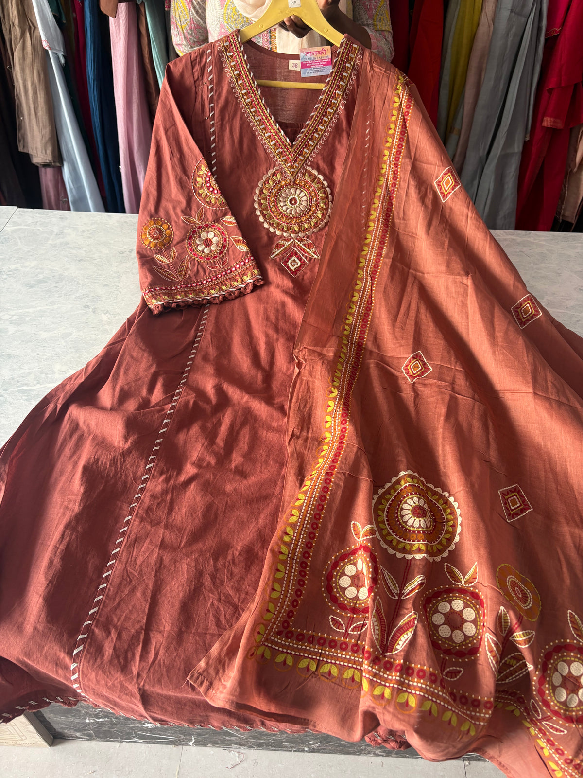 Pure Cotton Designer Embroidery Stitched Suits With Plazzo and Malmal Dupatta