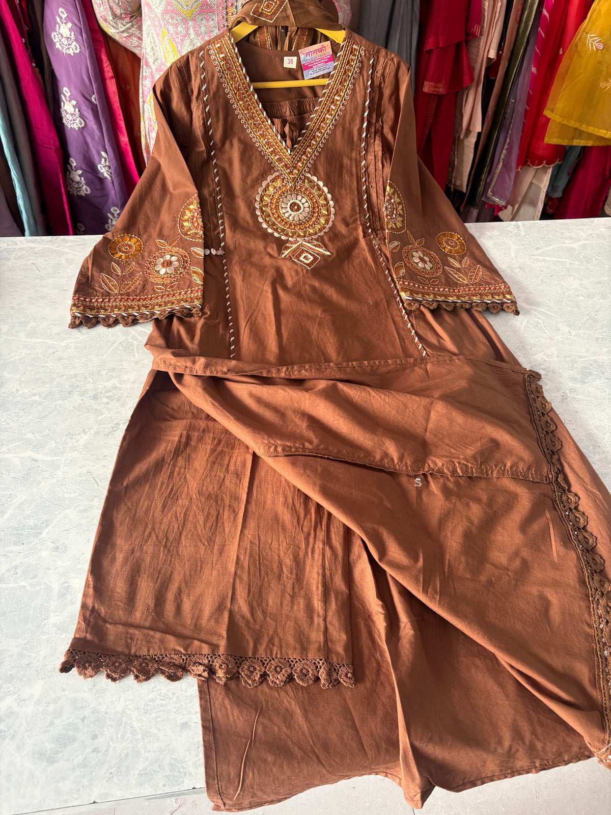 Pure Cotton Stitched Suits with Designer Embroidery Work and Malmal Dupatta